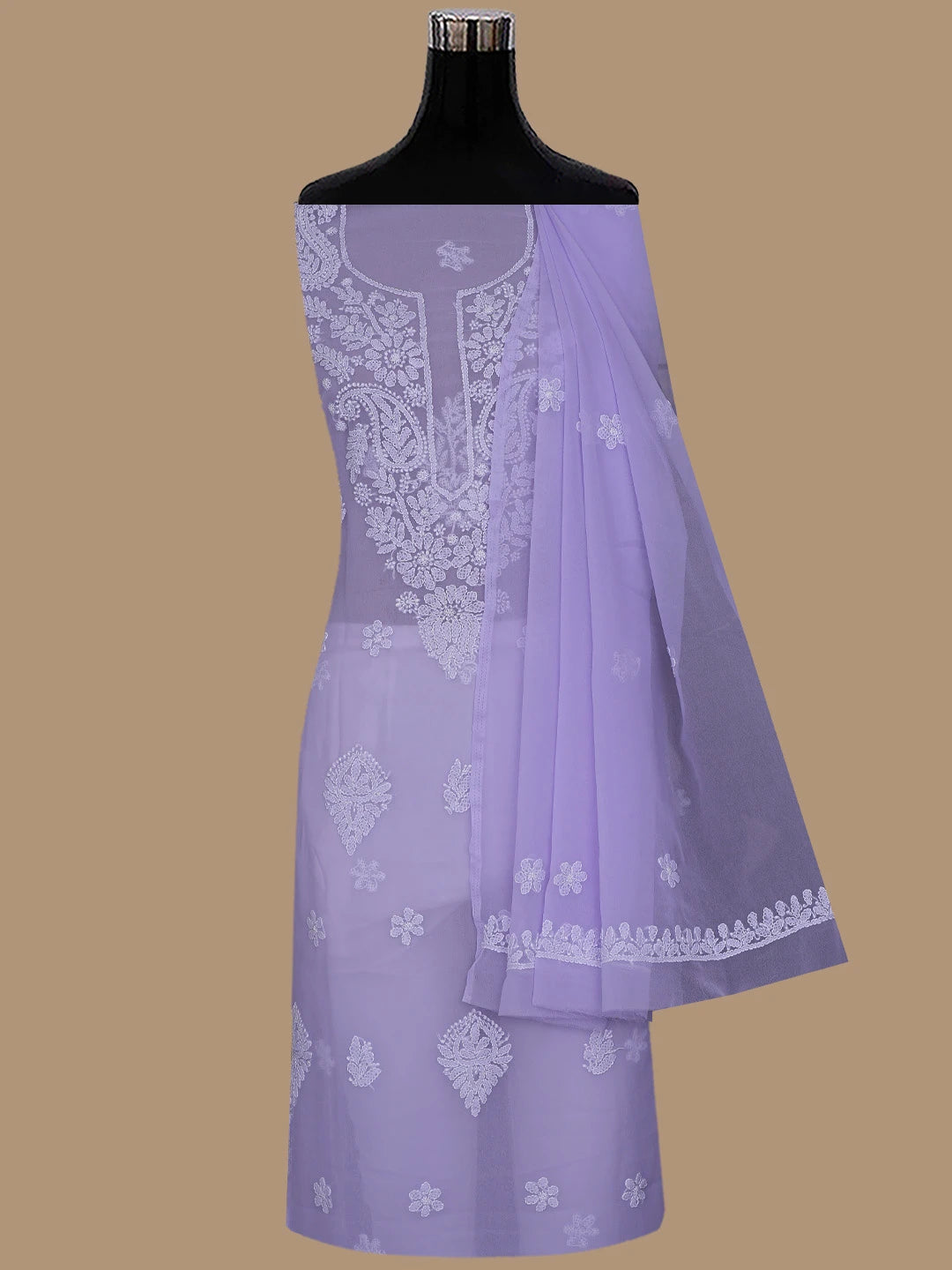Ada Hand Embroidered Mauve Georgette Lucknowi Chikankari Unstitched Suit Piece 01A867426