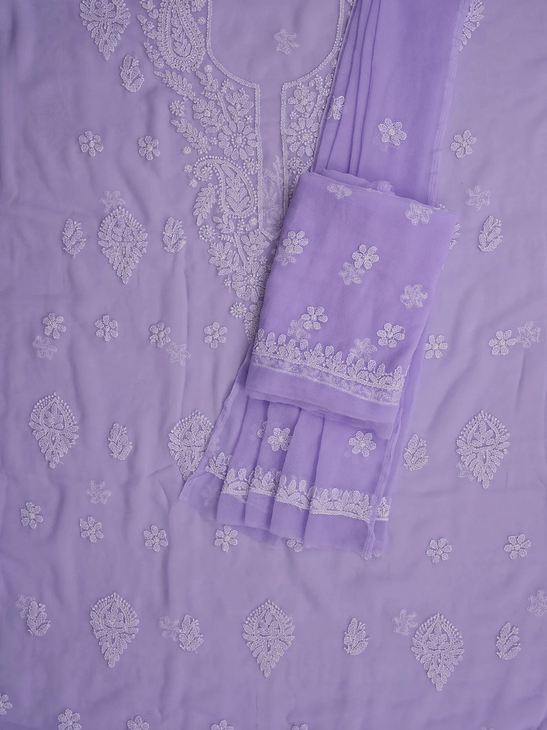 Ada Hand Embroidered Mauve Georgette Lucknowi Chikankari Unstitched Suit Piece 01A867426