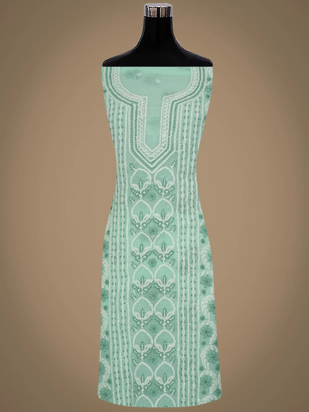 Ada Hand Embroidered Seafoam Green Georgette Lucknowi Chikankari Unstitched Suit Piece 01A867502