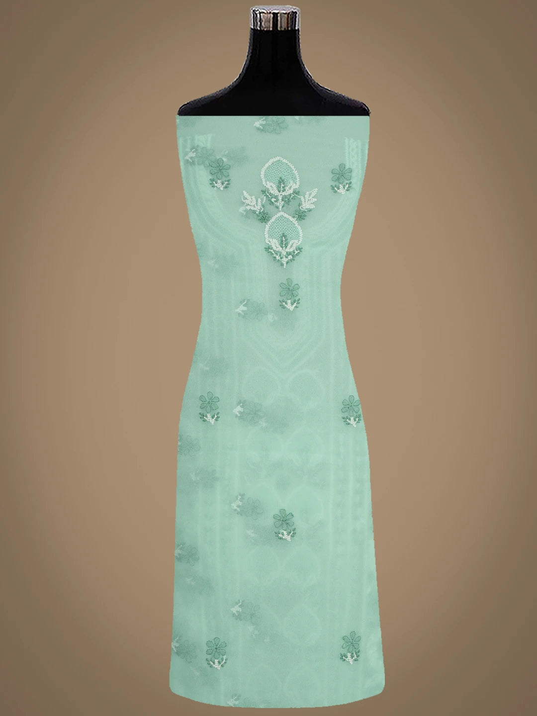 Ada Hand Embroidered Seafoam Green Georgette Lucknowi Chikankari Unstitched Suit Piece 01A867502