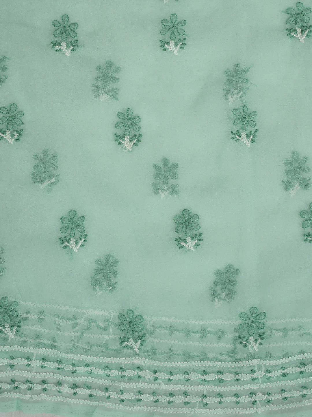 Ada Hand Embroidered Seafoam Green Georgette Lucknowi Chikankari Unstitched Suit Piece 01A867502