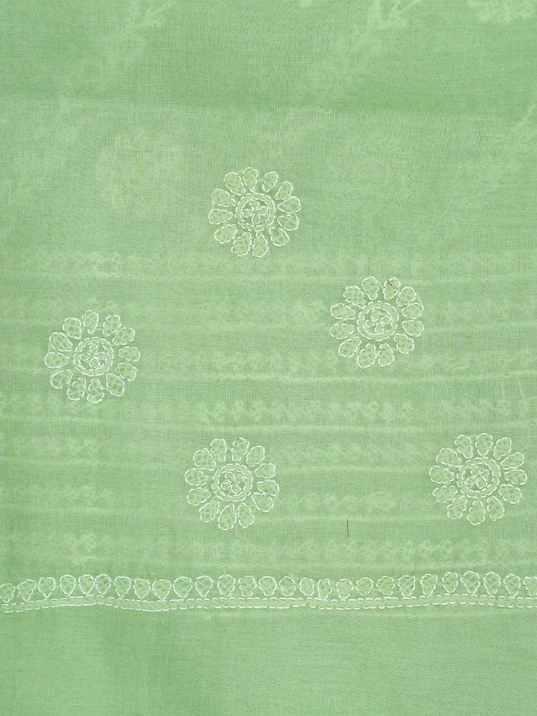 Ada Hand Embroidered Light Green Cotton Lucknowi Chikankari Saree and Blouse 01A866212
