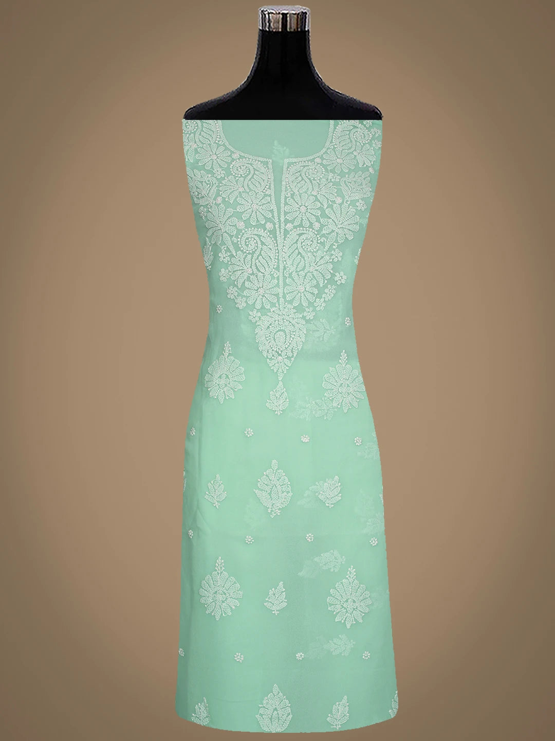 Ada Hand Embroidered Sea Green Georgette Lucknowi Chikankari Unstitched Suit Piece 01A867541