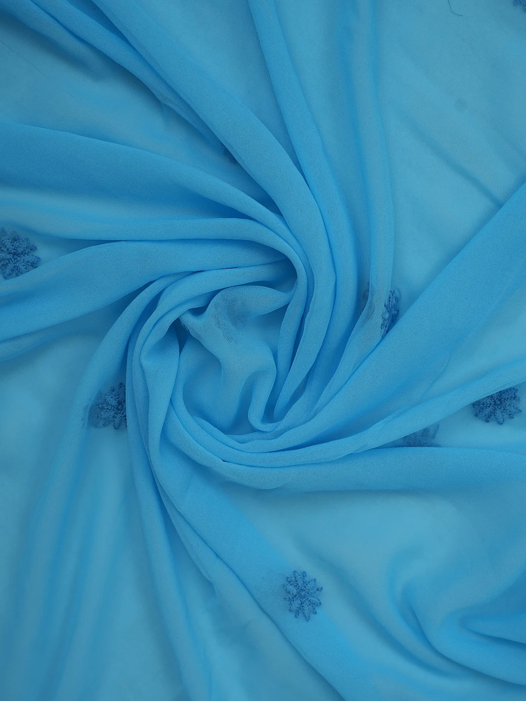 Ada Hand Embroidered Bright Blue Georgette Lucknowi Chikankari Unstitched Suit Piece 01A867548