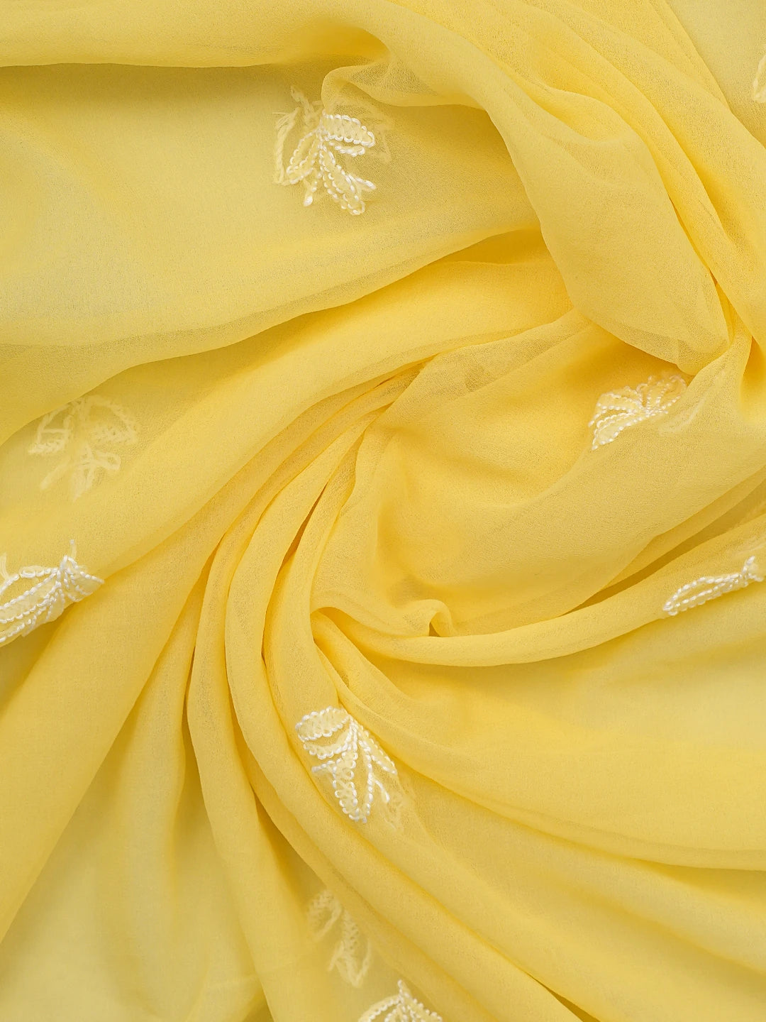 Ada Hand Embroidered Yellow Georgette Lucknowi Chikankari Unstitched Suit Piece 01A867566