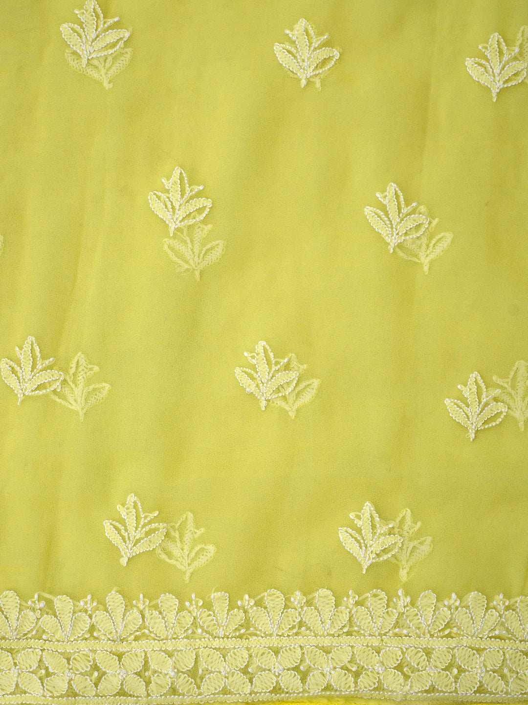 Ada Hand Embroidered Yellow Georgette Lucknowi Chikankari Unstitched Suit Piece 01A867566