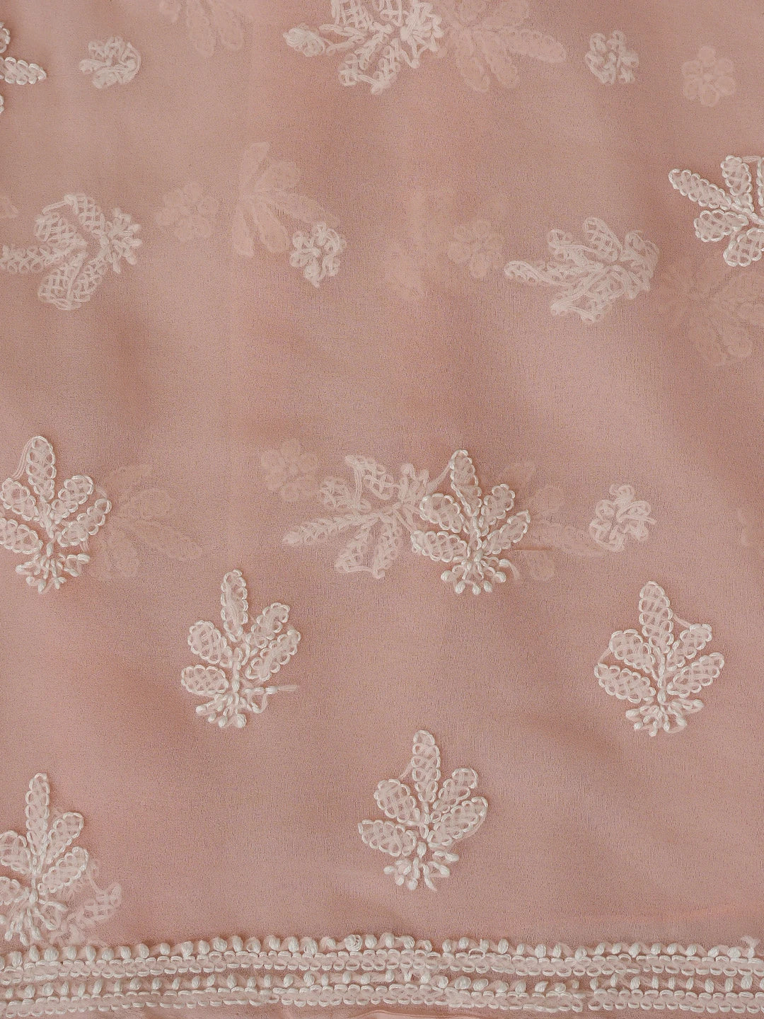 Ada Hand Embroidered Dusty Peach Georgette Lucknowi Chikankari Unstitched Suit Piece 01A866742