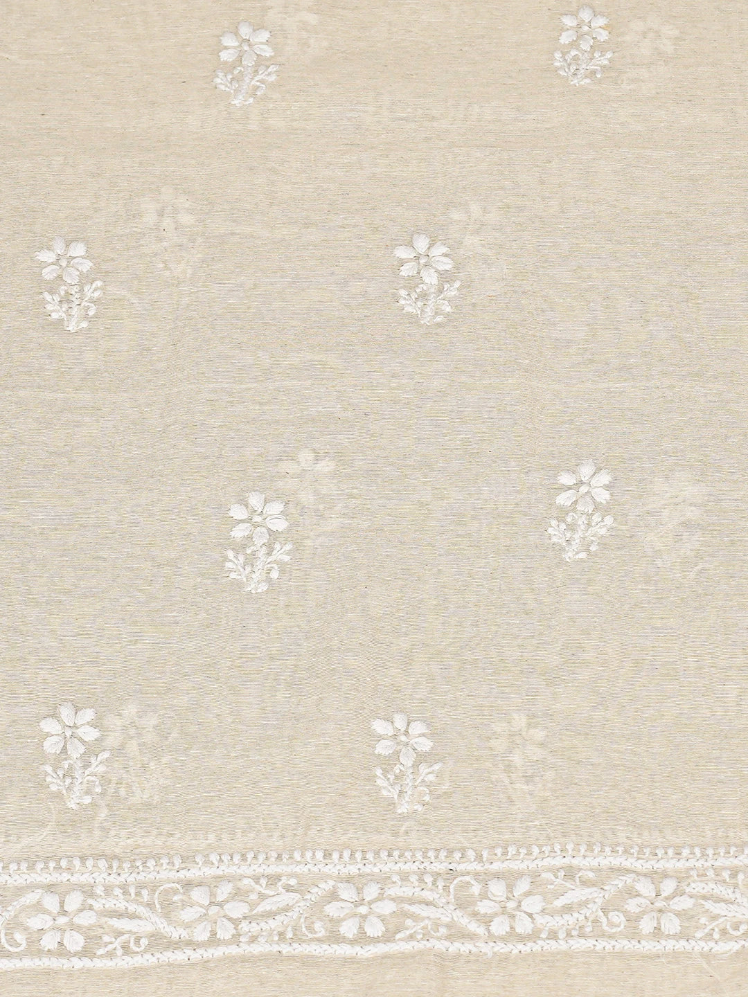 Ada Hand Embroidered Fawn Chanderi Lucknowi Chikankari Unstitched Kurta Dupatta Set 01A838964