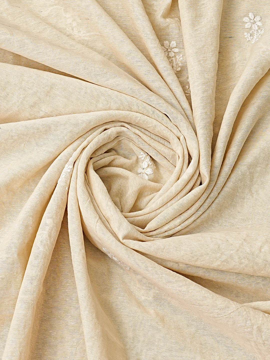 Ada Hand Embroidered Fawn Chanderi Lucknowi Chikankari Unstitched Kurta Dupatta Set 01A838964