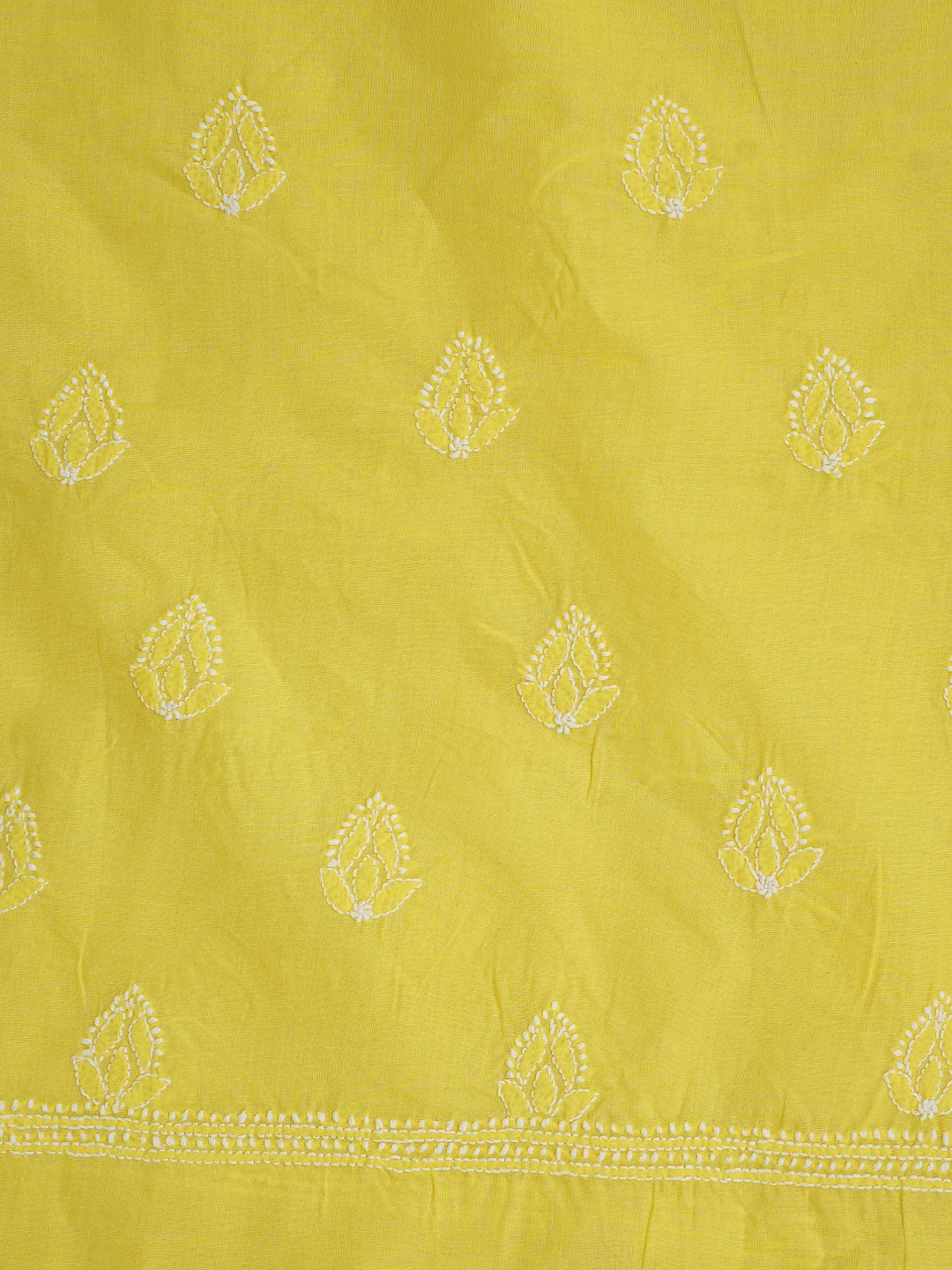 Ada Hand Embroidered Yellow Cotton Lucknowi Chikankari Unstitched Suit Piece 01A867038
