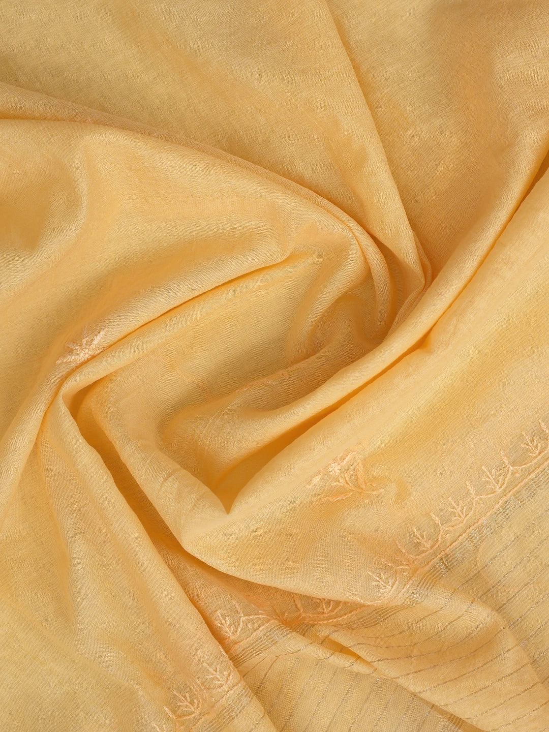 Ada Hand Embroidered Yellow Chanderi Lucknowi Chikankari Semi-Stitched Kurta Dupatta Set 01A741500
