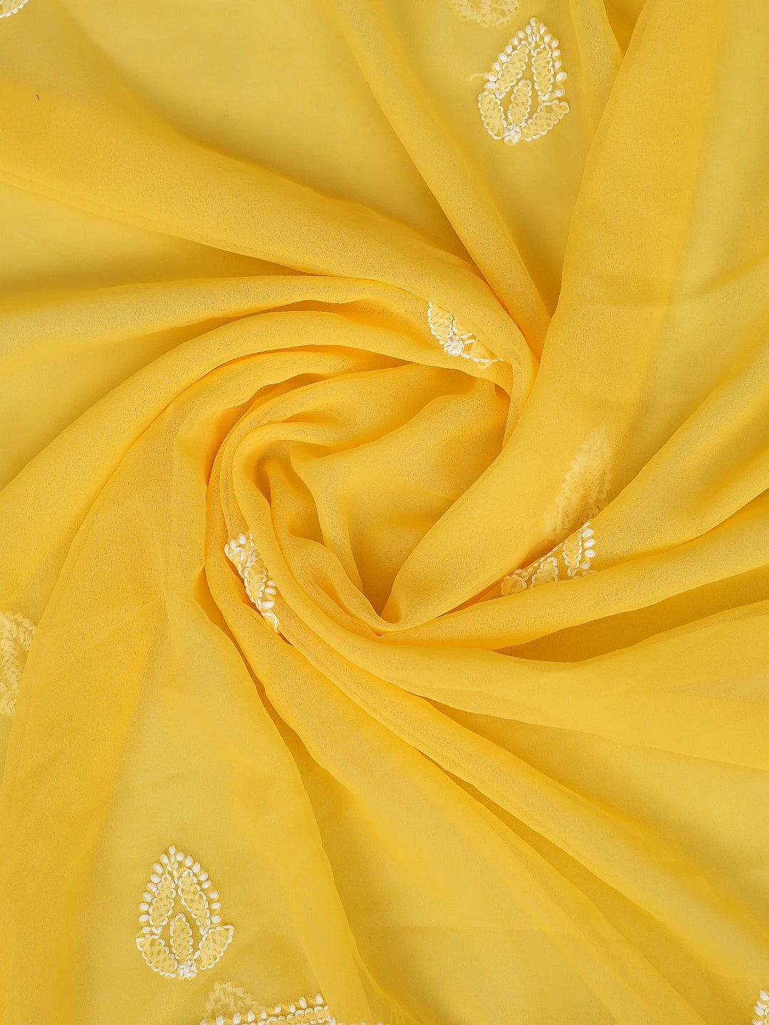 Ada Hand Embroidered Yellow Georgette Lucknowi Chikankari Unstitched Suit Piece 01A866866
