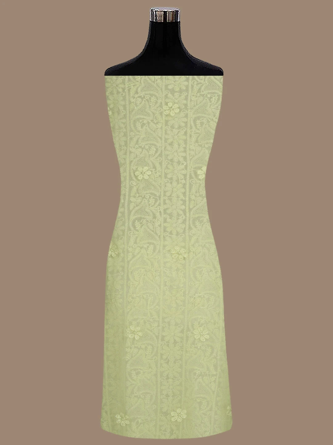 Ada Hand Embroidered Light Lemon Viscose Georgette Lucknowi Chikankari Unstitched Kurta Dupatta Set With Cutdana Work 01A792850