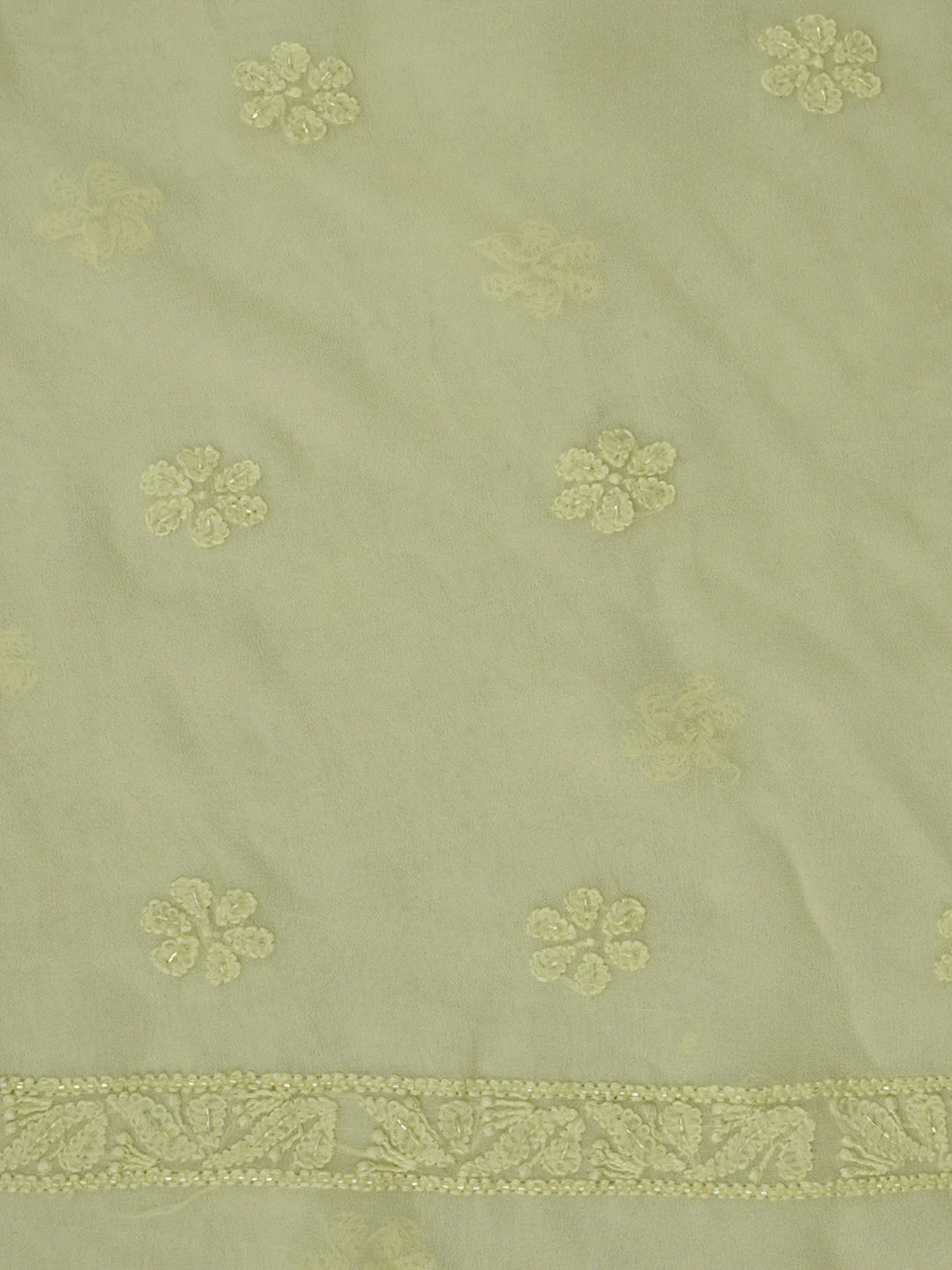 Ada Hand Embroidered Light Lemon Viscose Georgette Lucknowi Chikankari Unstitched Kurta Dupatta Set With Cutdana Work 01A792850