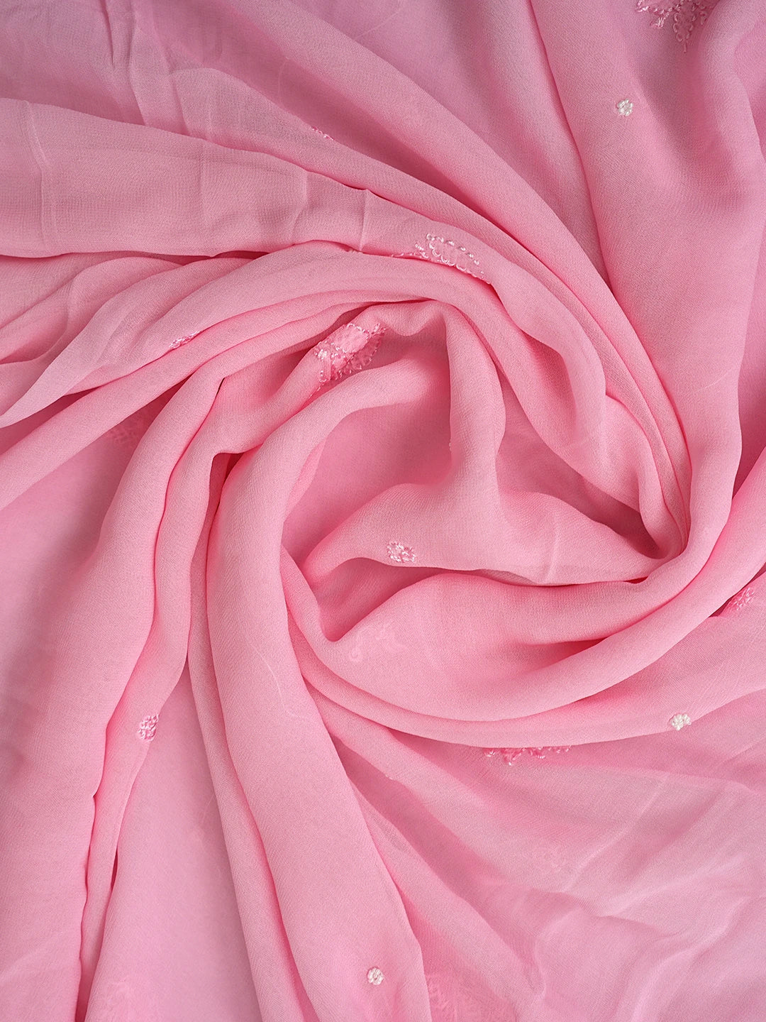 Ada Hand Embroidered Pink Viscose Georgette Lucknowi Chikankari Unstitched Kurta Dupatta Set With Cutdana Work 01A809970