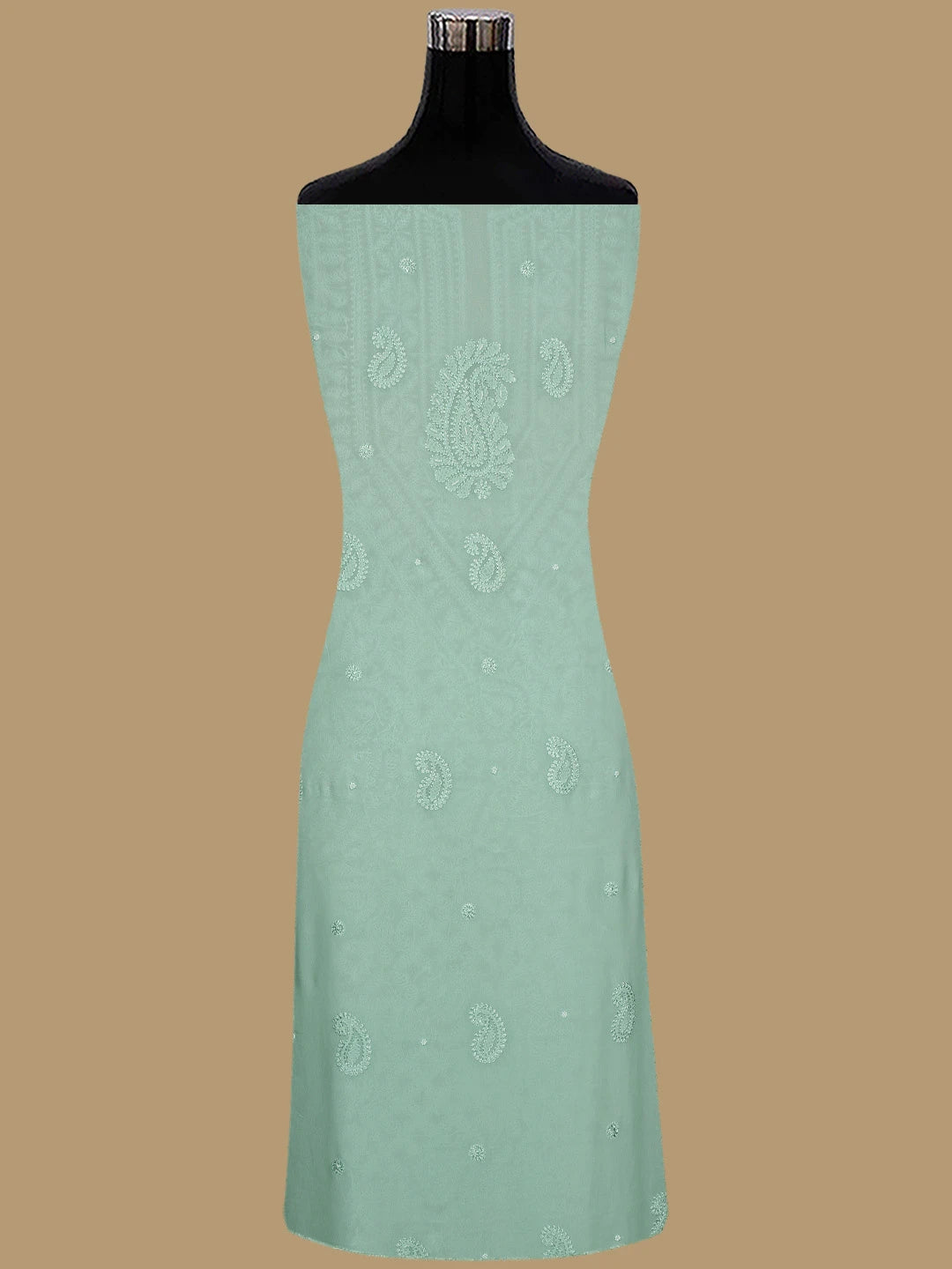 Ada Hand Embroidered Pistachio Green Viscose Georgette Lucknowi Chikankari Unstitched Kurta Dupatta Set With Pearl Work 01A706414