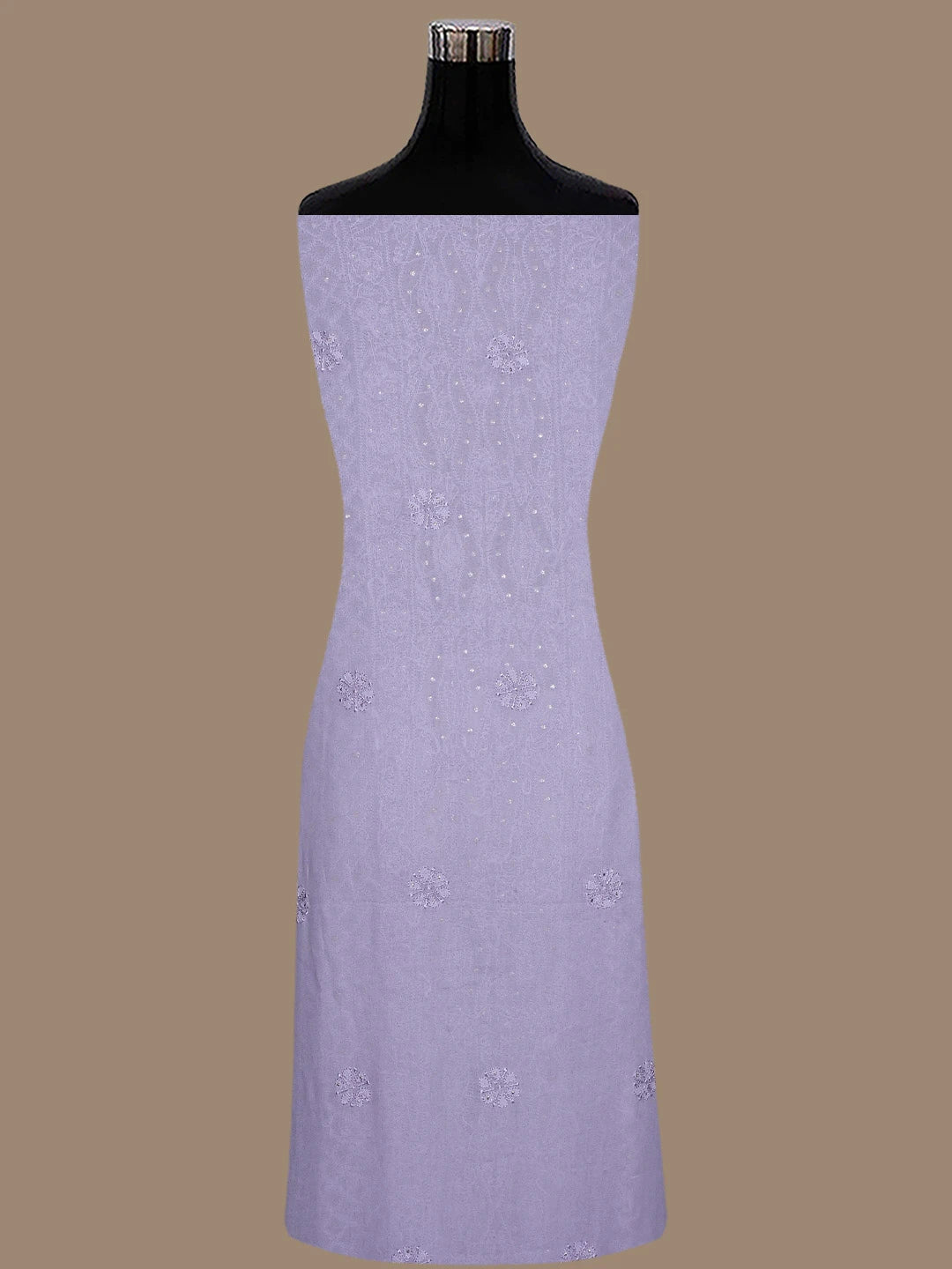 Ada Hand Embroidered Lavender Viscose Georgette Lucknowi Chikankari Unstitched Kurta Dupatta Set With Muqaish Work 01A814930