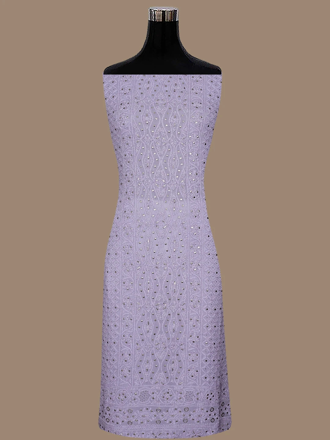 Ada Hand Embroidered Lavender Viscose Georgette Lucknowi Chikankari Unstitched Kurta Dupatta Set With Muqaish Work 01A814930