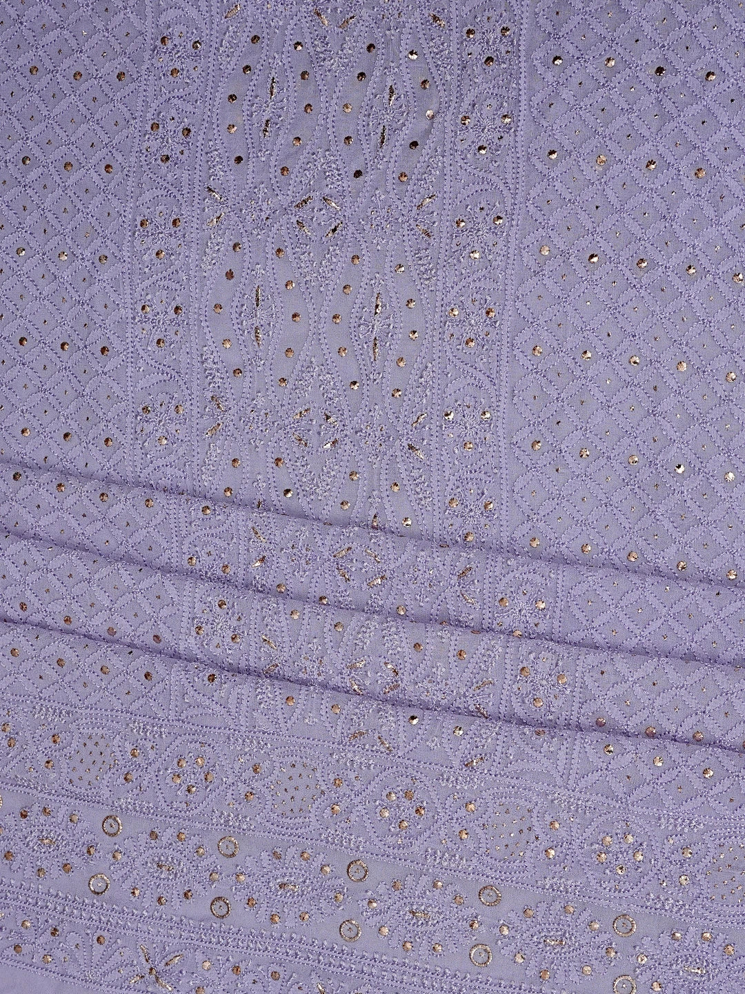 Ada Hand Embroidered Lavender Viscose Georgette Lucknowi Chikankari Unstitched Kurta Dupatta Set With Muqaish Work 01A814930