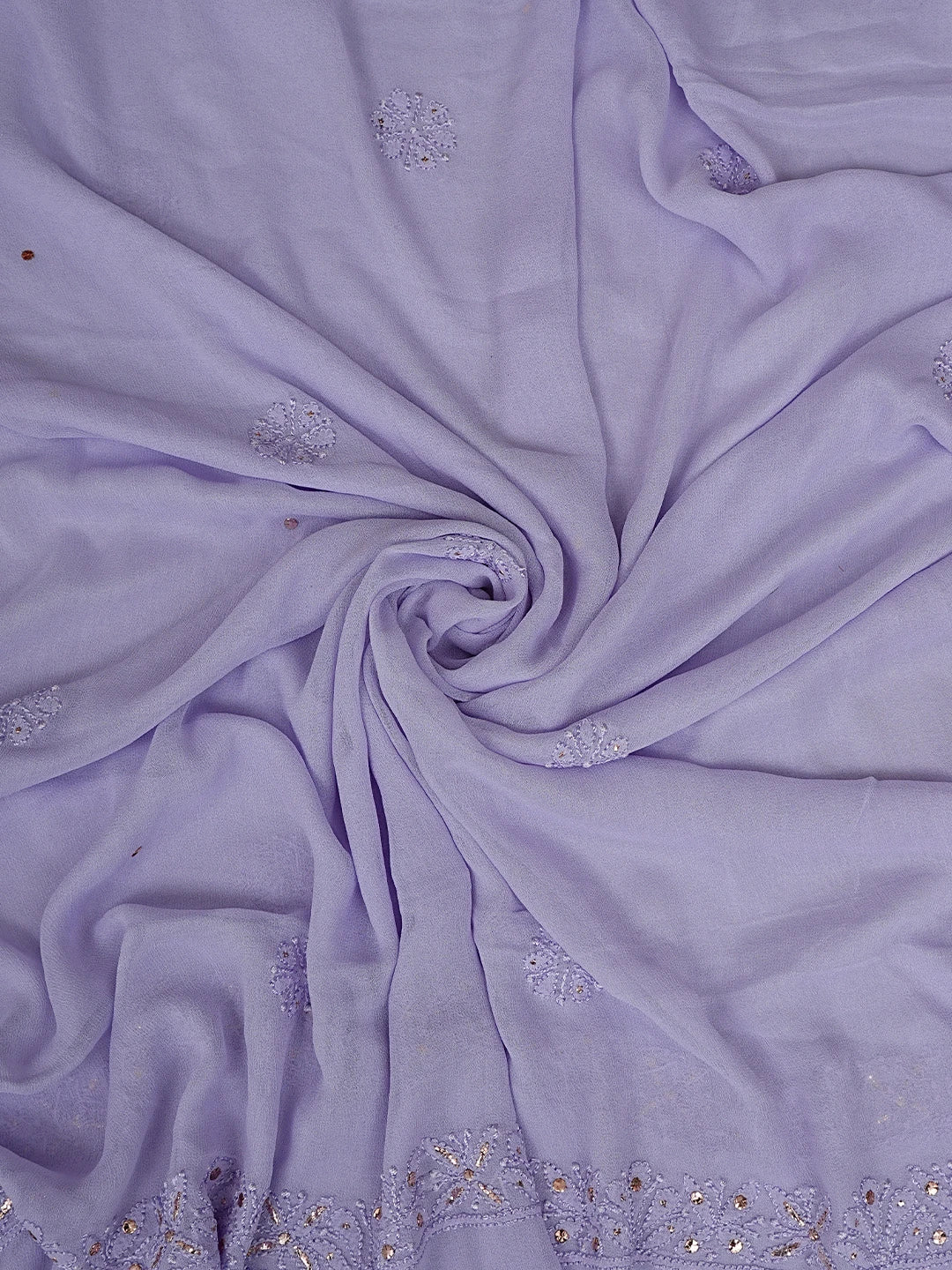 Ada Hand Embroidered Lavender Viscose Georgette Lucknowi Chikankari Unstitched Kurta Dupatta Set With Muqaish Work 01A814930