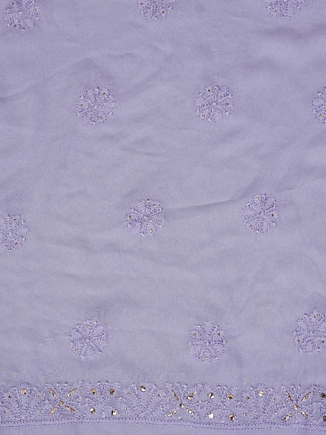 Ada Hand Embroidered Lavender Viscose Georgette Lucknowi Chikankari Unstitched Kurta Dupatta Set With Muqaish Work 01A814930
