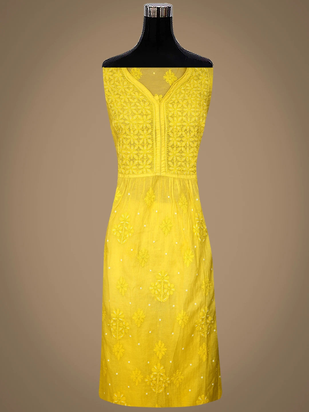 Ada Hand Embroidered Lime Green Chanderi Lucknowi Chikankari Semi-Stitched Kurta Dupatta Set With Cutdana Work 01A813874