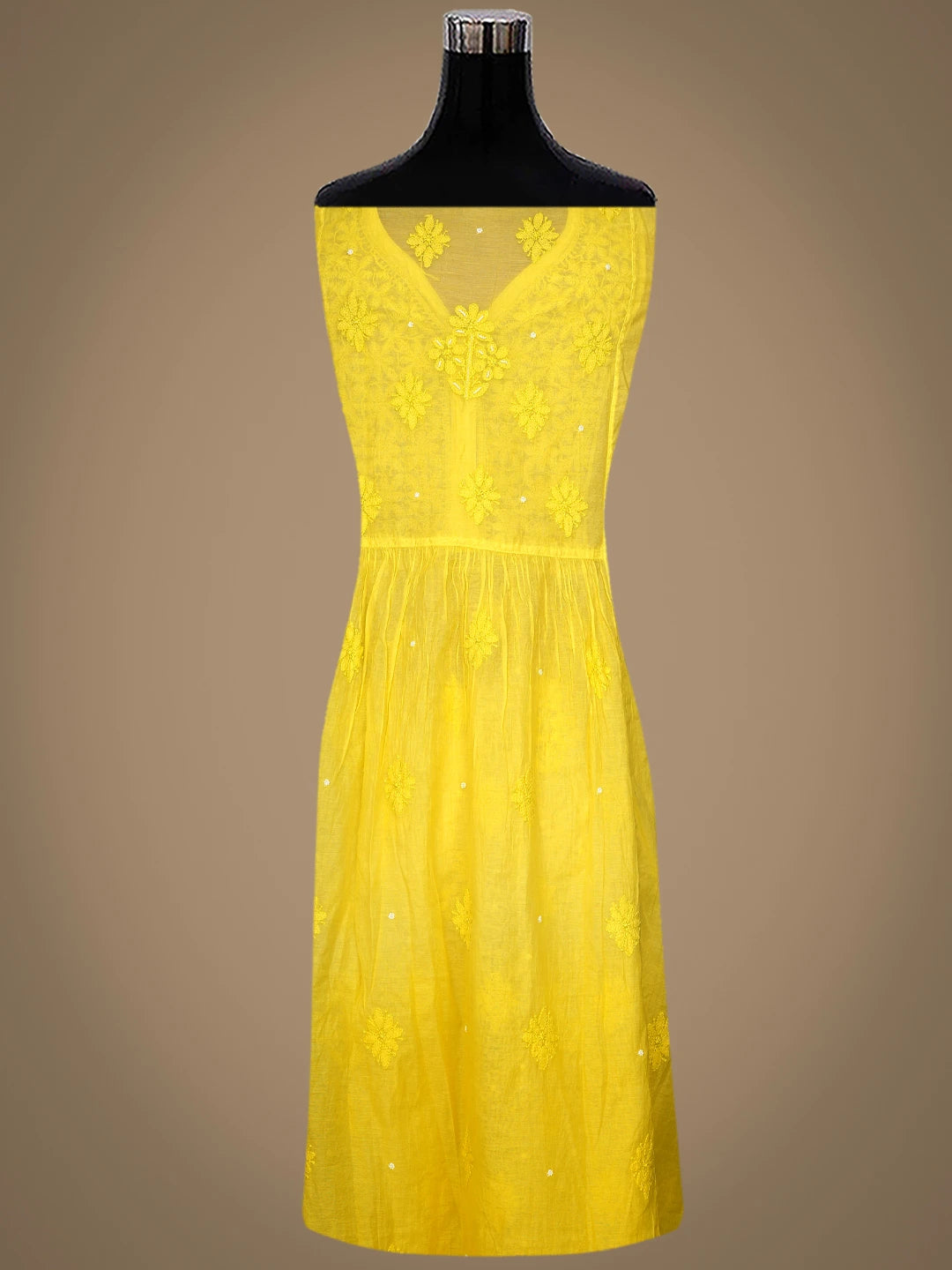Ada Hand Embroidered Lime Green Chanderi Lucknowi Chikankari Semi-Stitched Kurta Dupatta Set With Cutdana Work 01A813874