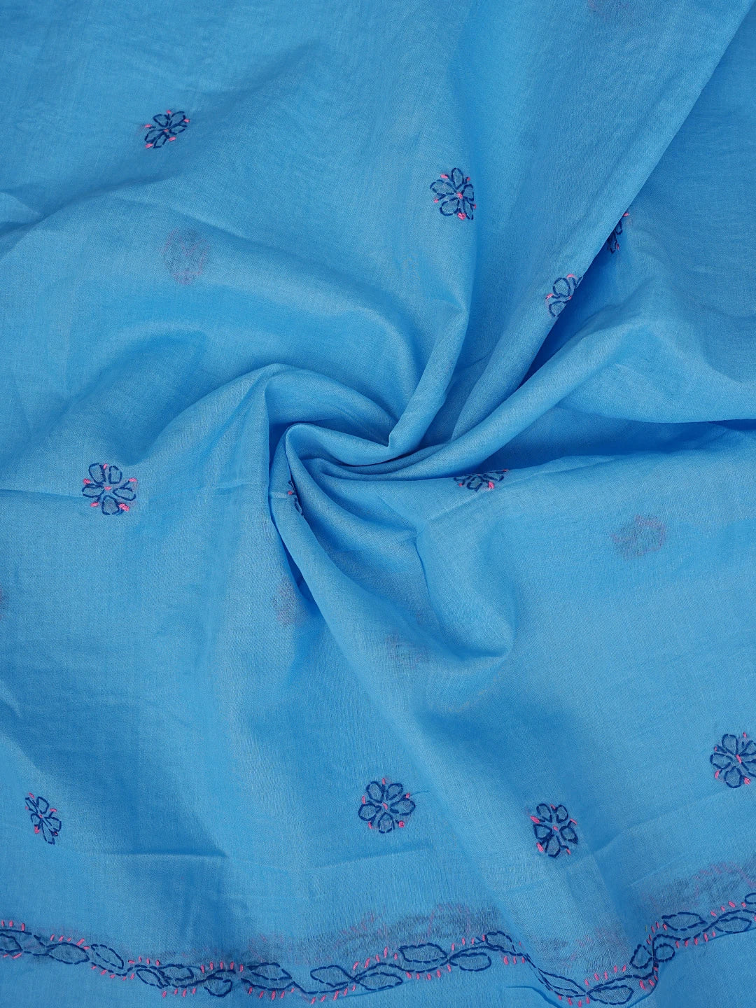 Ada Hand Embroidered Aero Blue Cotton Lucknowi Chikankari Unstitched Suit Piece 01A853538