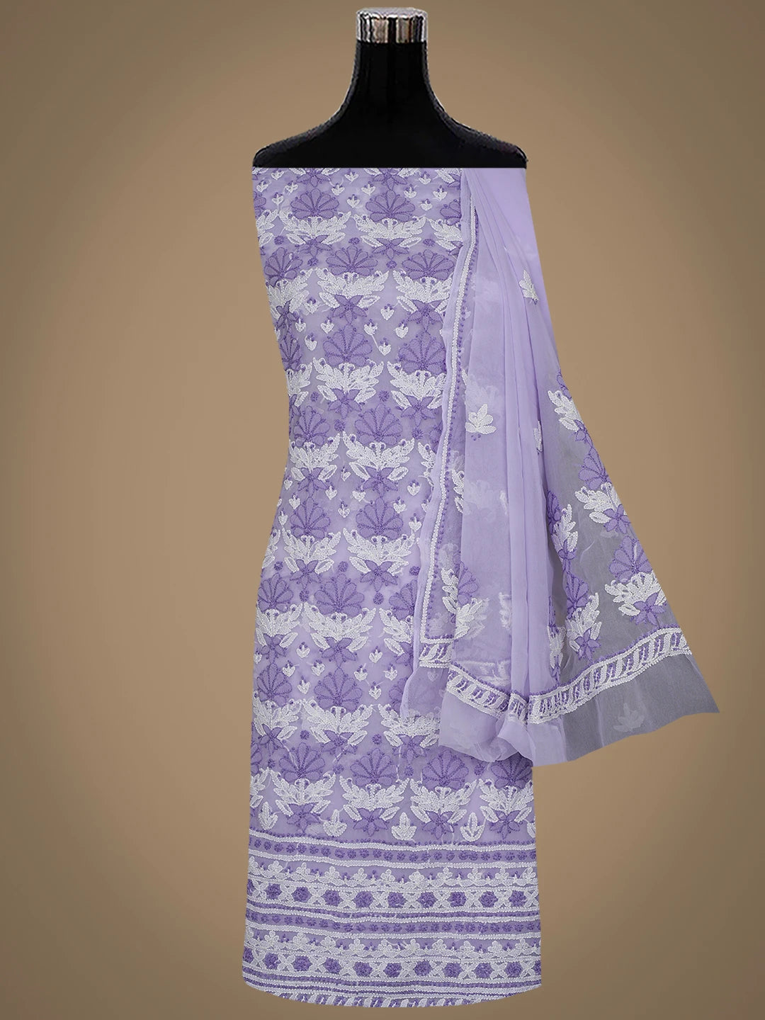 Ada Hand Embroidered Mauve Georgette Lucknowi Chikankari Unstitched Suit Piece 01A867517