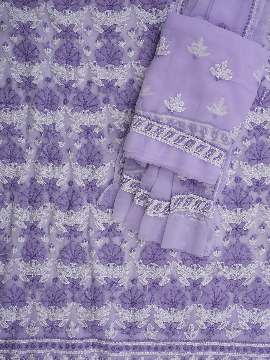 Ada Hand Embroidered Mauve Georgette Lucknowi Chikankari Unstitched Suit Piece 01A867517