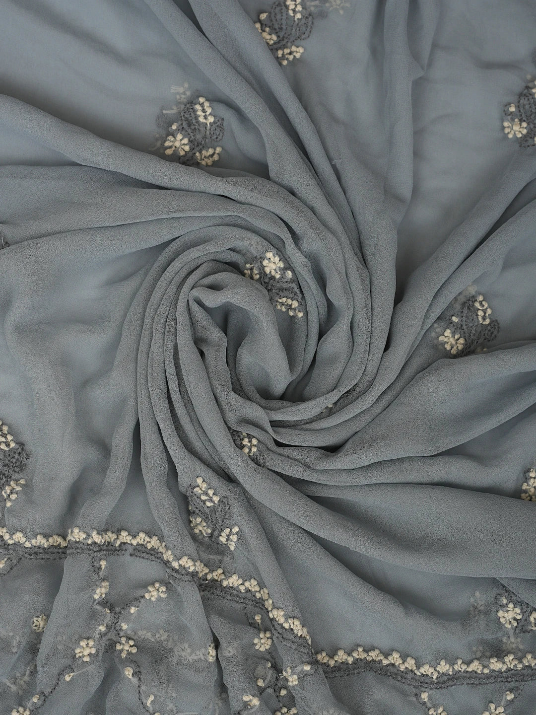 Ada Hand Embroidered Grey Georgette Lucknowi Chikankari Unstitched Suit Piece 01A867514
