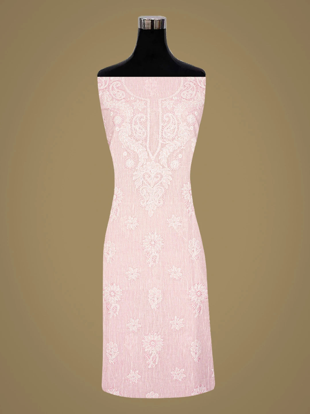 Ada Hand Embroidered Pink Linen Lucknowi Chikankari Unstitched Suit Piece 01A867657