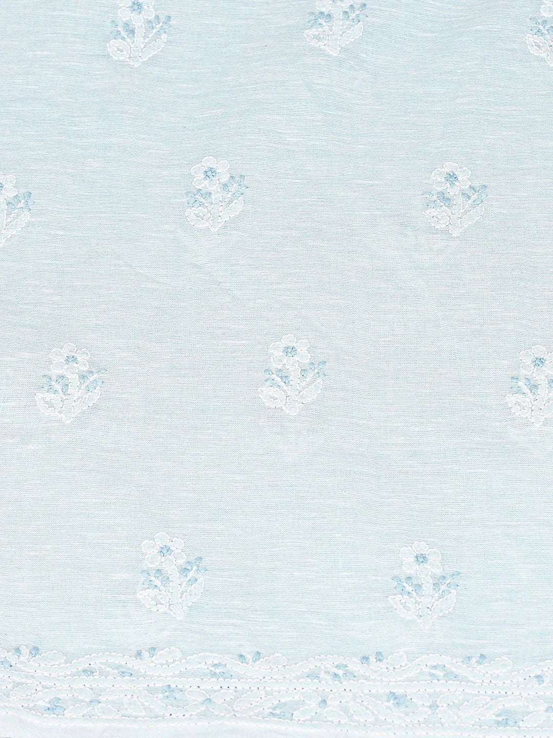 Ada Hand Embroidered Blue Linen Lucknowi Chikankari Unstitched Suit Piece 01A867675