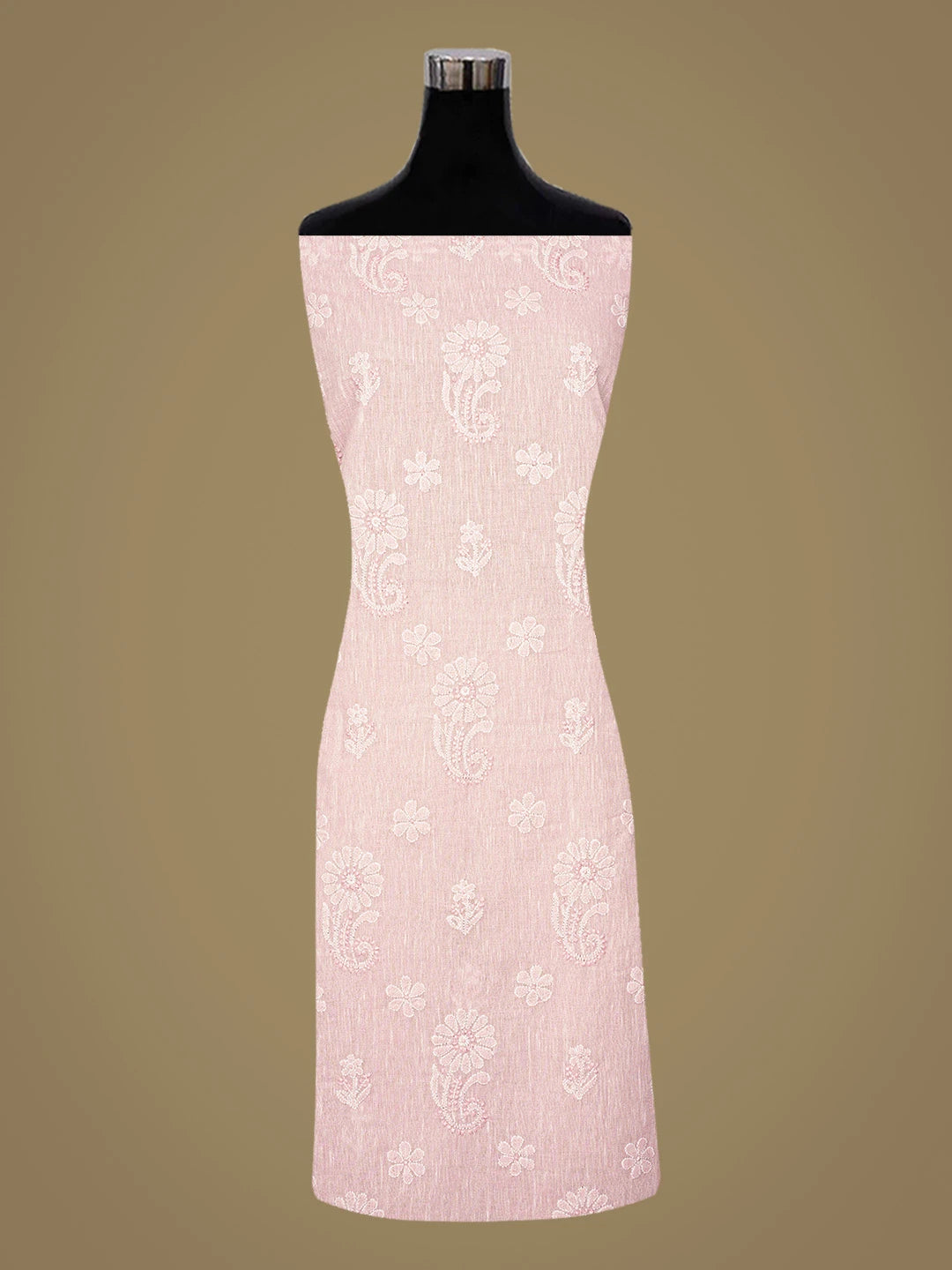 Ada Hand Embroidered Pink Linen Lucknowi Chikankari Unstitched Suit Piece 01A867677