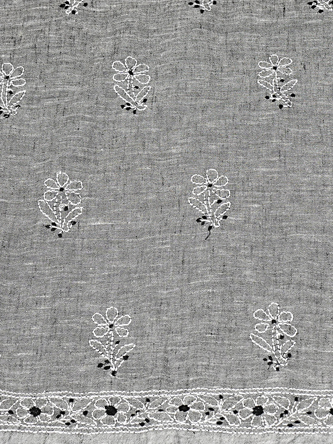 Ada Hand Embroidered Grey Linen Lucknowi Chikankari Unstitched Suit Piece 01A867665