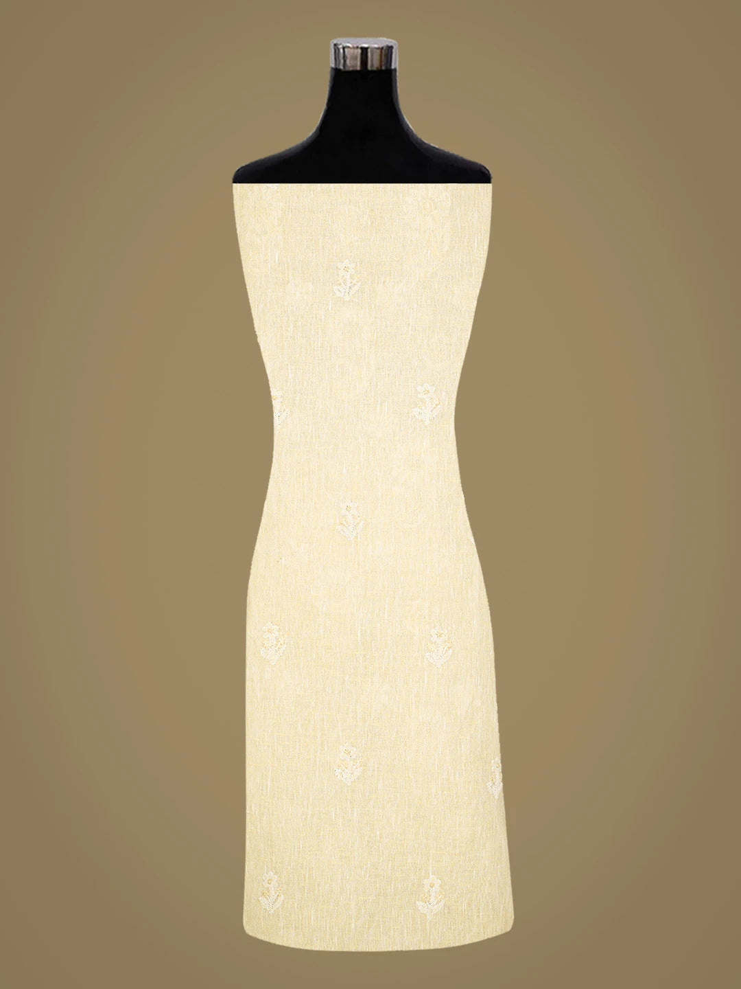 Ada Hand Embroidered Yellow Linen Lucknowi Chikankari Unstitched Suit Piece 01A867668