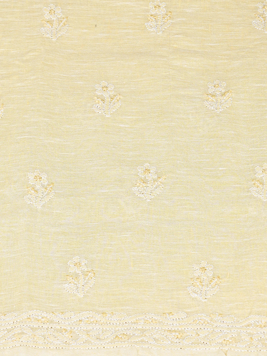 Ada Hand Embroidered Yellow Linen Lucknowi Chikankari Unstitched Suit Piece 01A867668