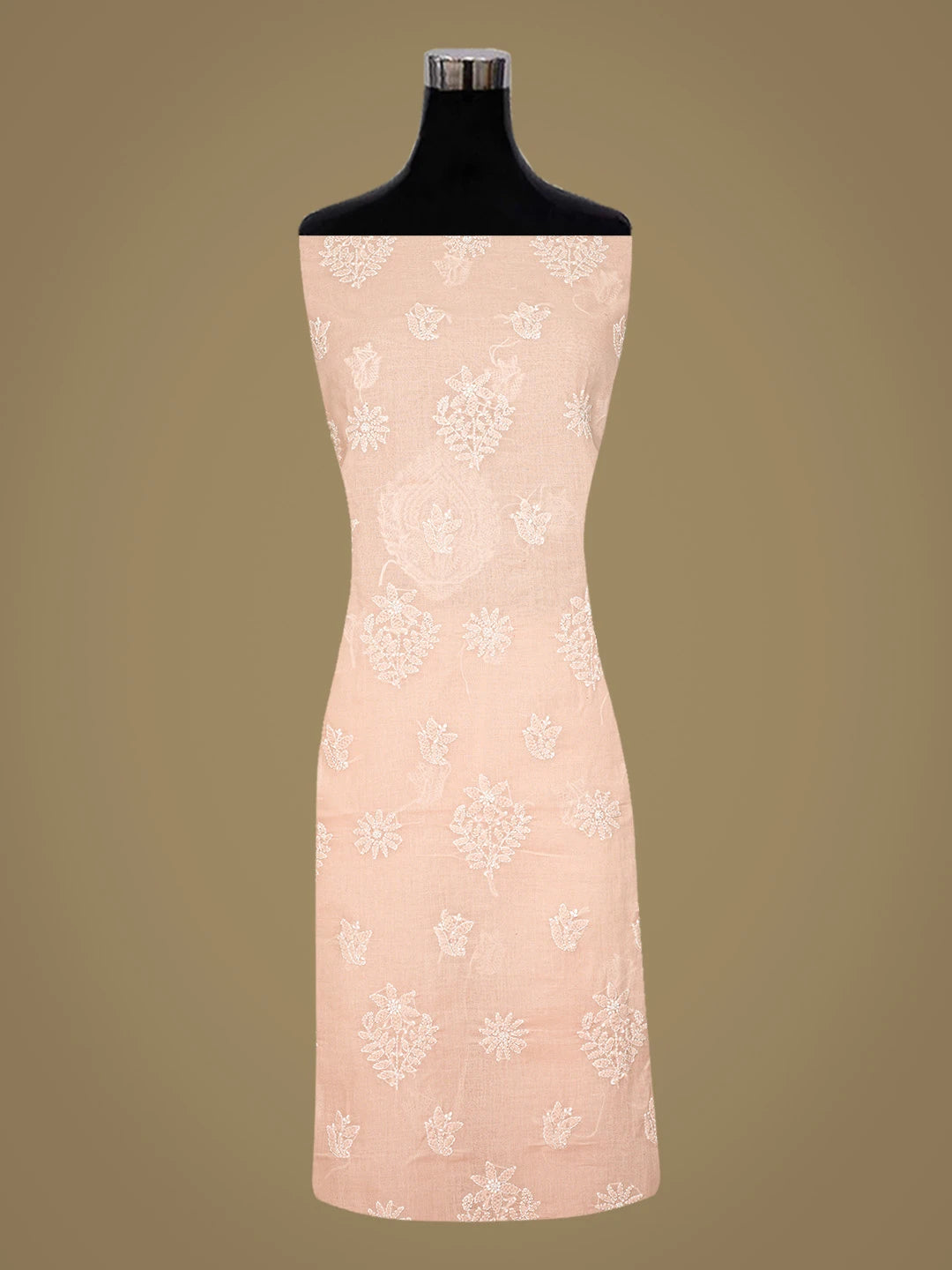 Ada Hand Embroidered Peach Cotton Lucknowi Chikankari Unstitched Suit Piece 01A867751