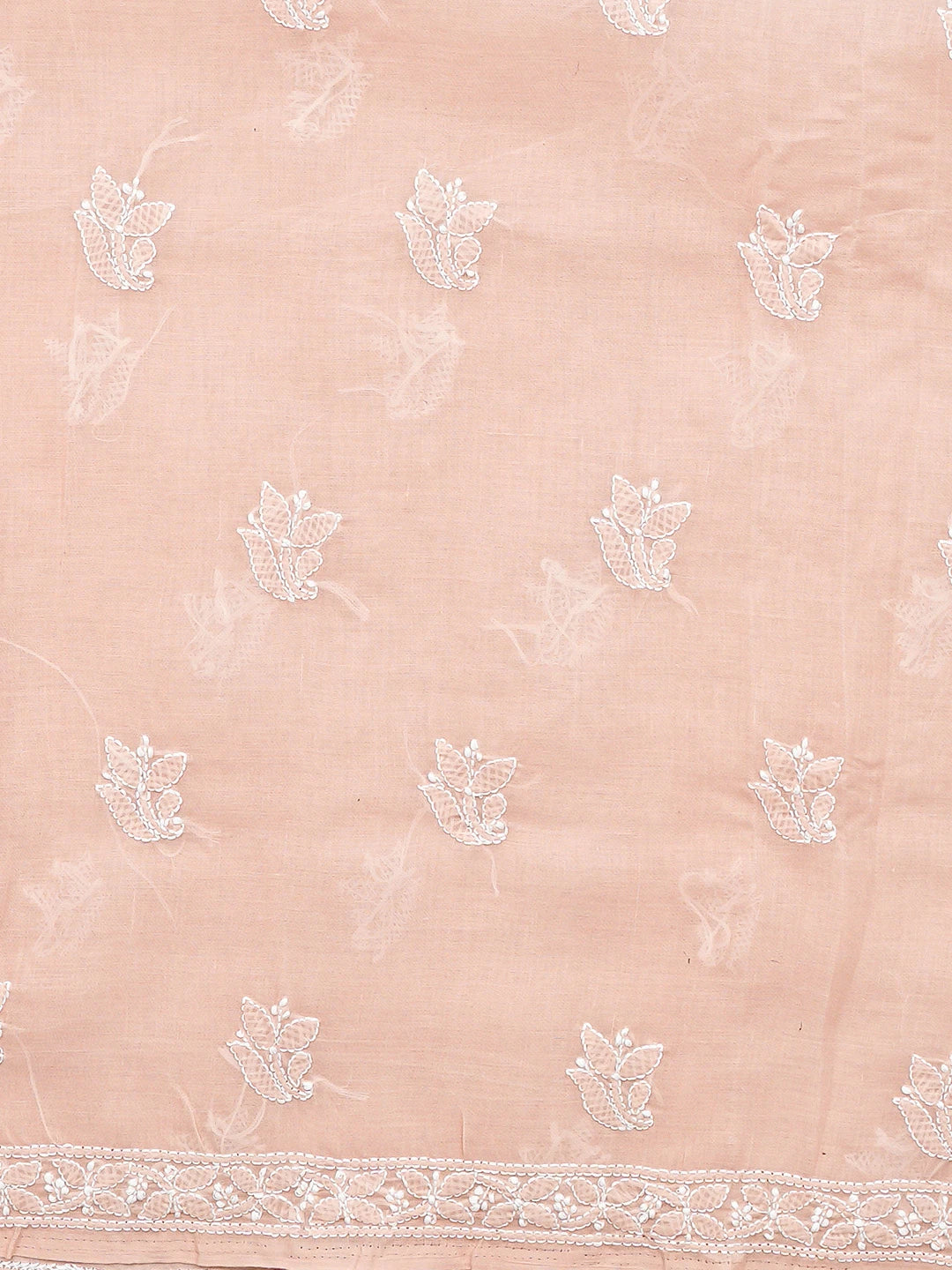 Ada Hand Embroidered Peach Cotton Lucknowi Chikankari Unstitched Suit Piece 01A867751
