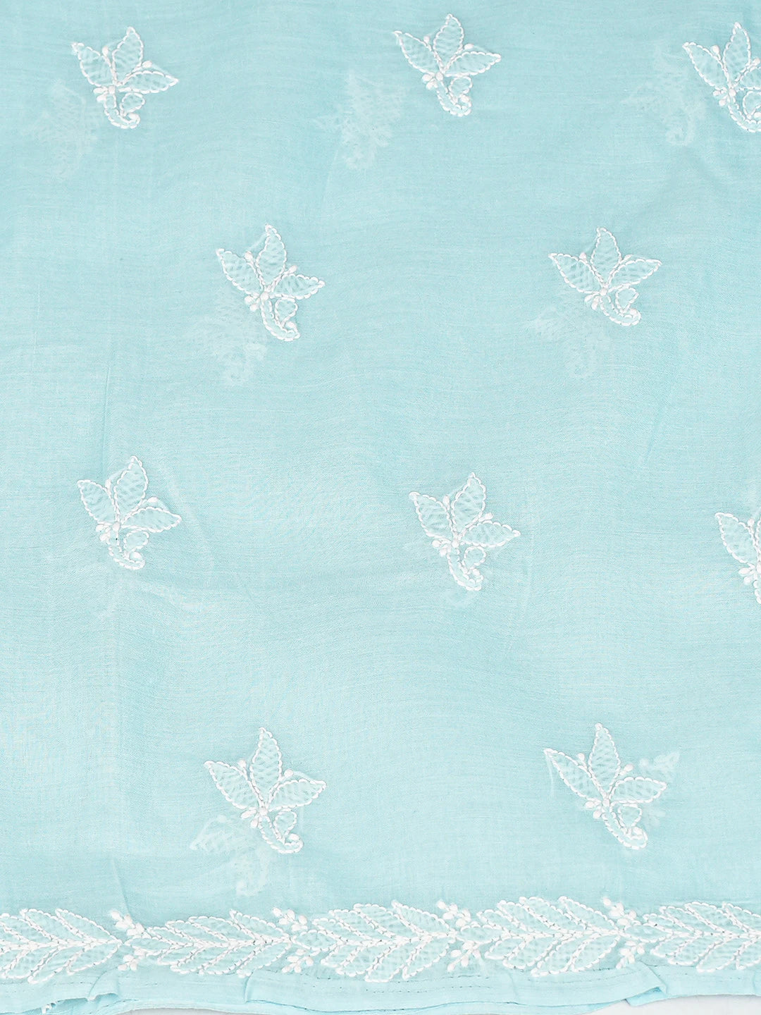 Ada Hand Embroidered Blue Cotton Lucknowi Chikankari Unstitched Suit Piece 01A867745