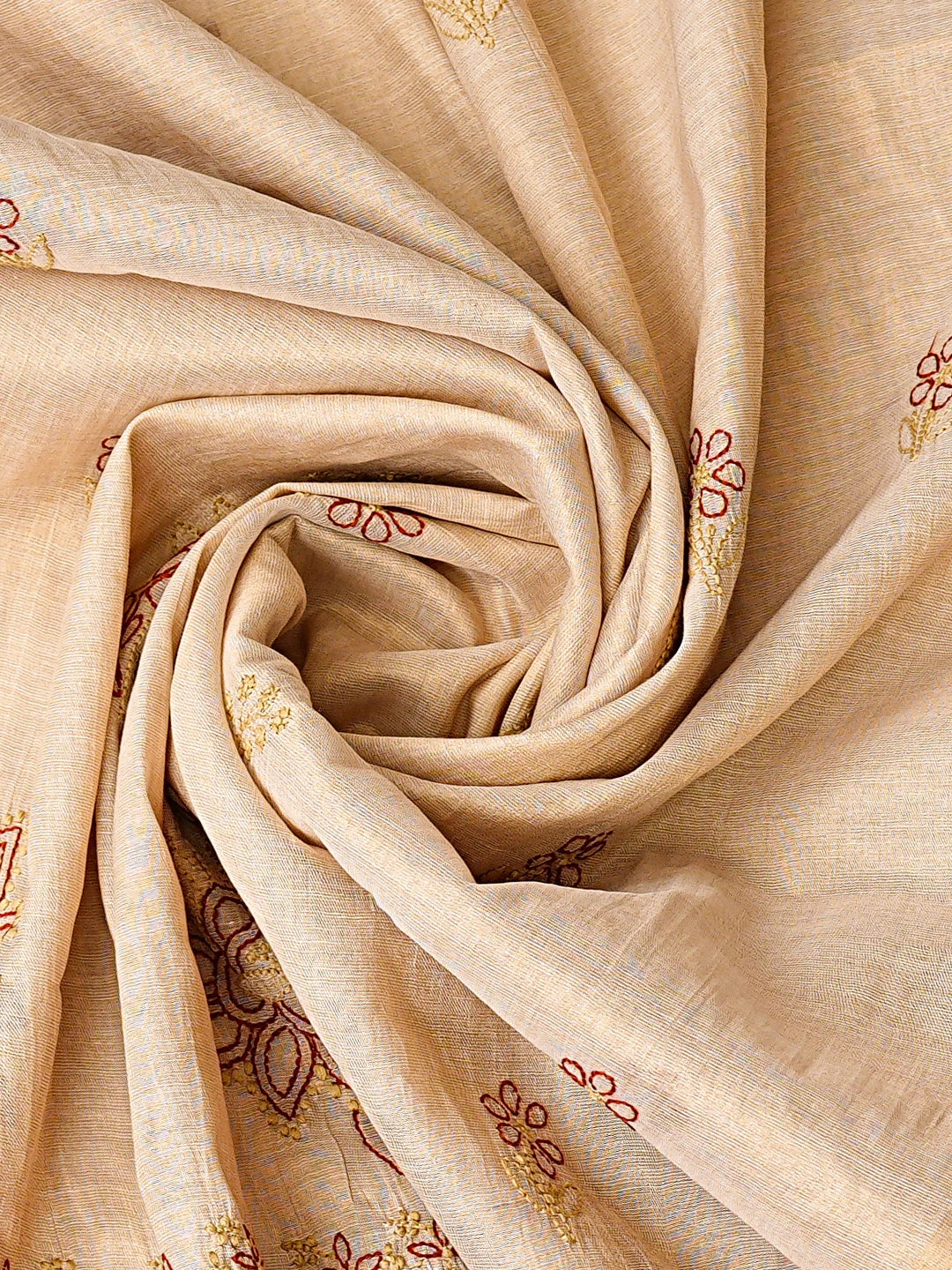 Ada Hand Embroidered Fawn Tissue Lucknowi Chikankari Unstitched Kurta Dupatta Set 01A867710
