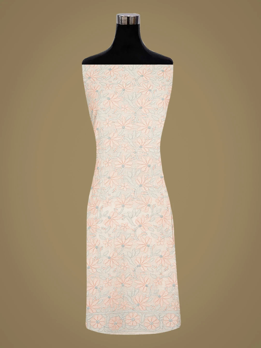 Ada Hand Embroidered White Chanderi Lucknowi Chikankari Unstitched Kurta Dupatta Set 01A867737