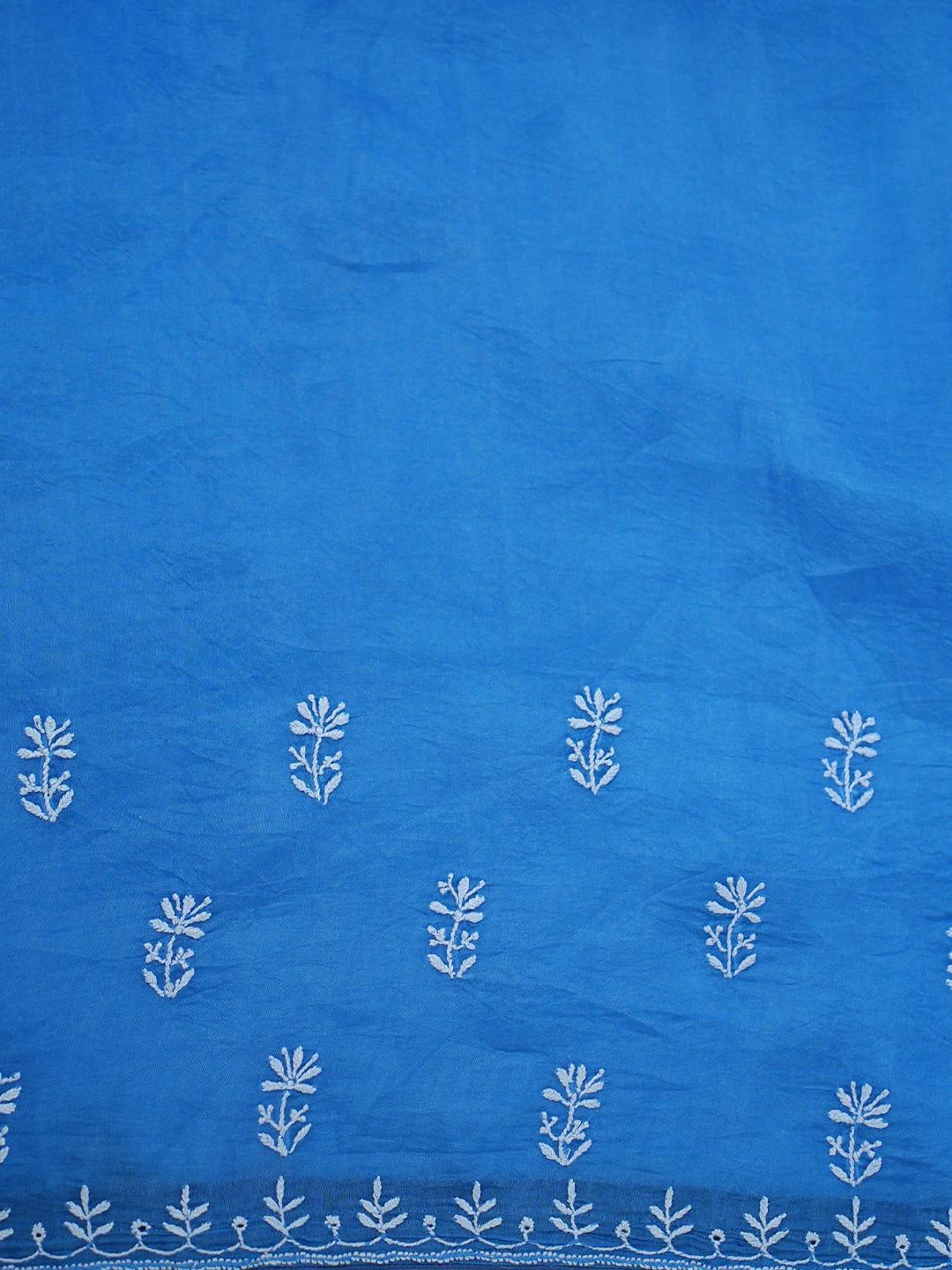 Ada Hand Embroidered Royal Blue Organza Lucknowi Chikankari Saree With Blouse 01A808023