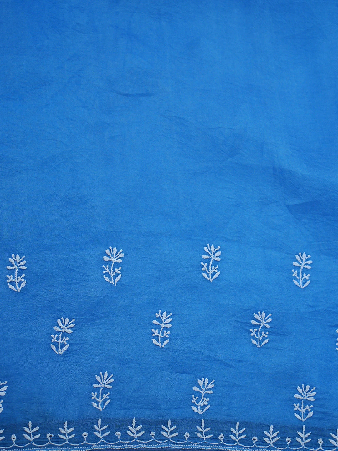 Ada Hand Embroidered Royal Blue Organza Lucknowi Chikankari Saree With Blouse 01A808023