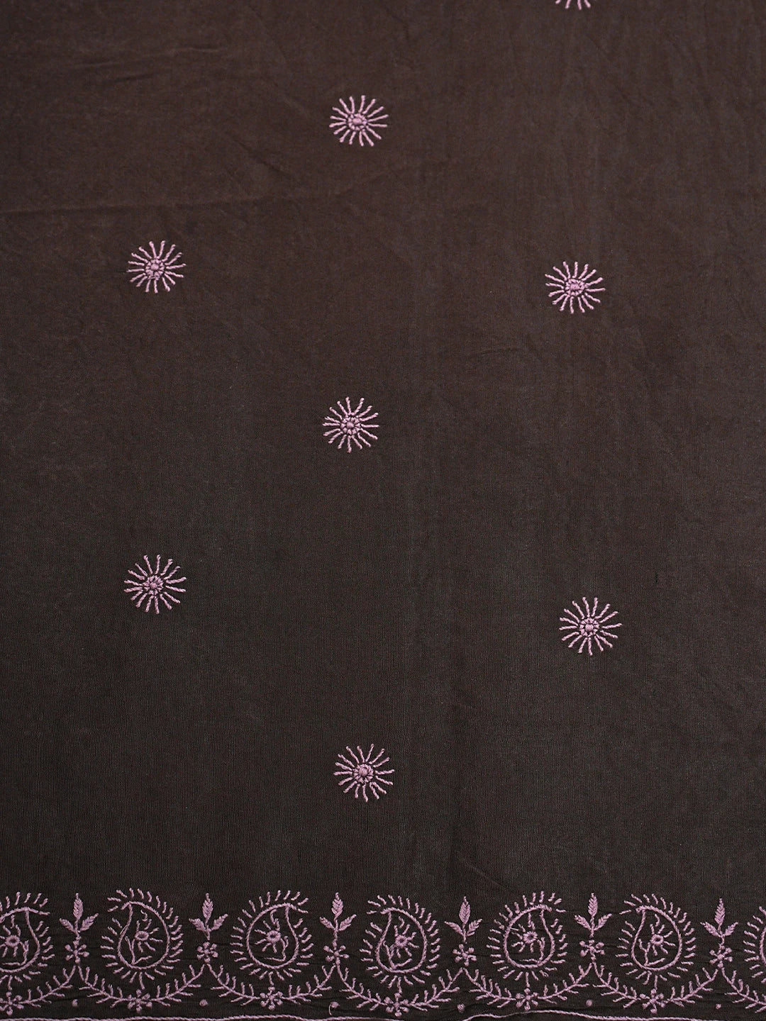Ada Hand Embroidered Brown Silk Lucknowi Chikankari Saree With Blouse 01A376450