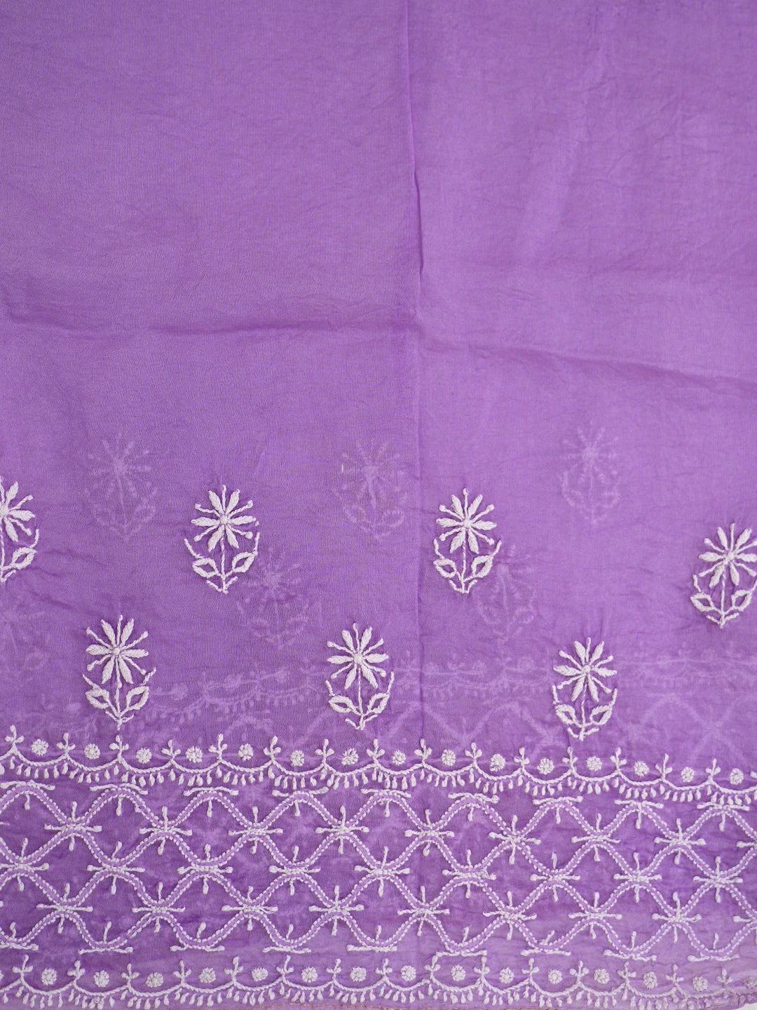 Ada Hand Embroidered Ombre Shade Of Lavender And Pink Lucknowi Chikankari Saree With Blouse 01A858529