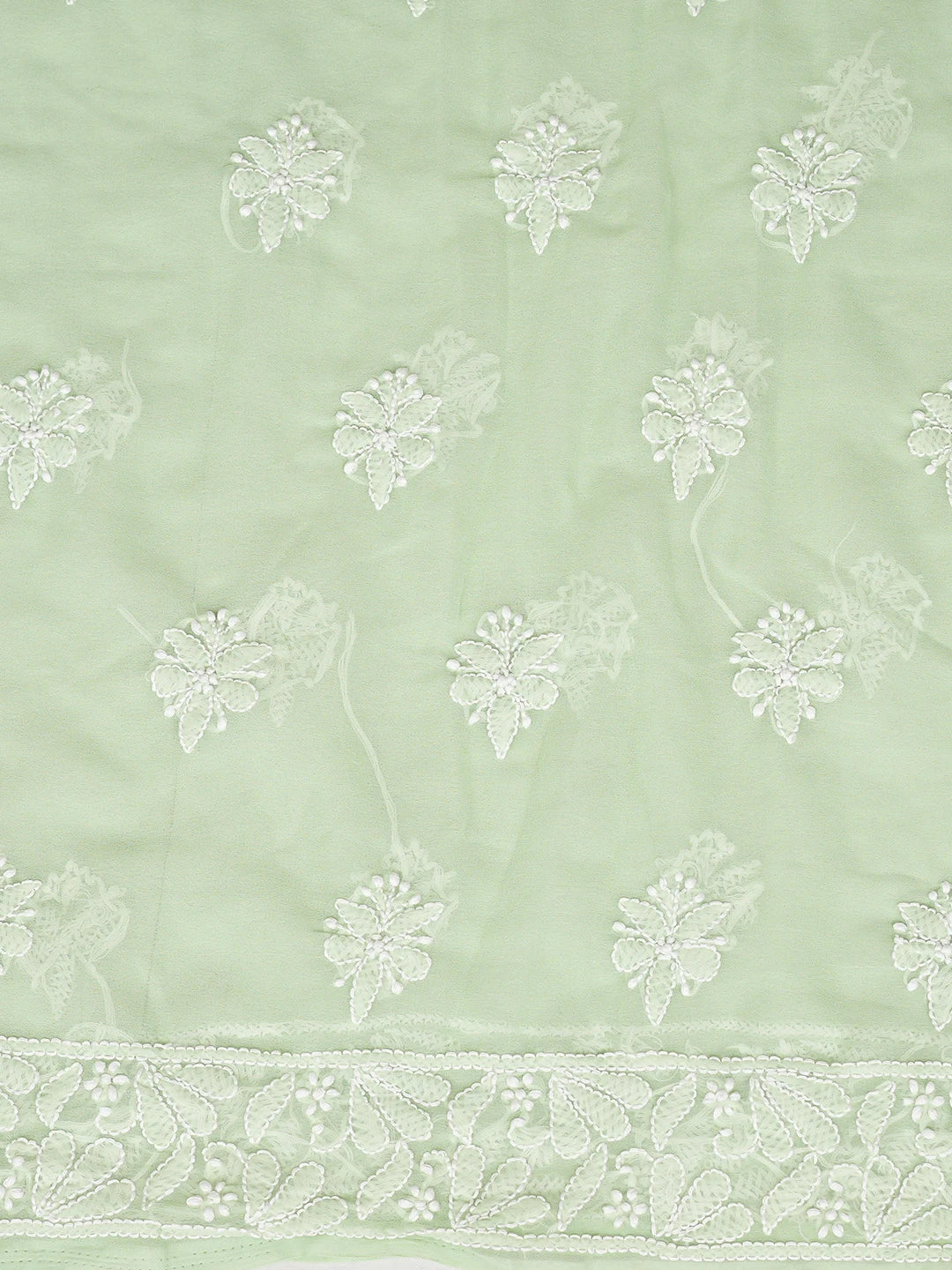 Ada Hand Embroidered Light Green Georgette Lucknowi Chikankari Unstitched Suit Piece 01A785602