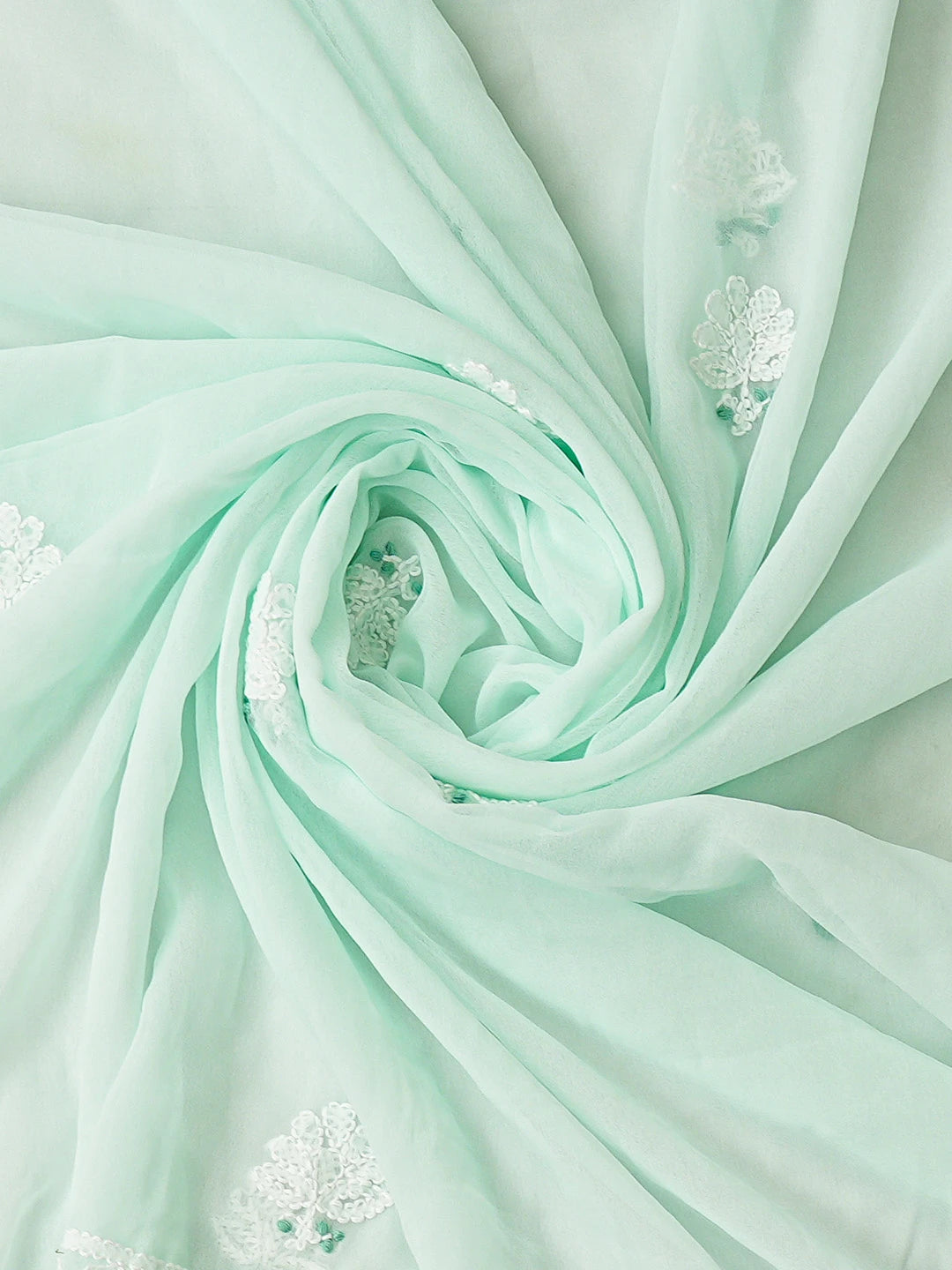 Ada Hand Embroidered Sea Green Georgette Lucknowi Chikankari Unstitched Suit Piece 01A867583