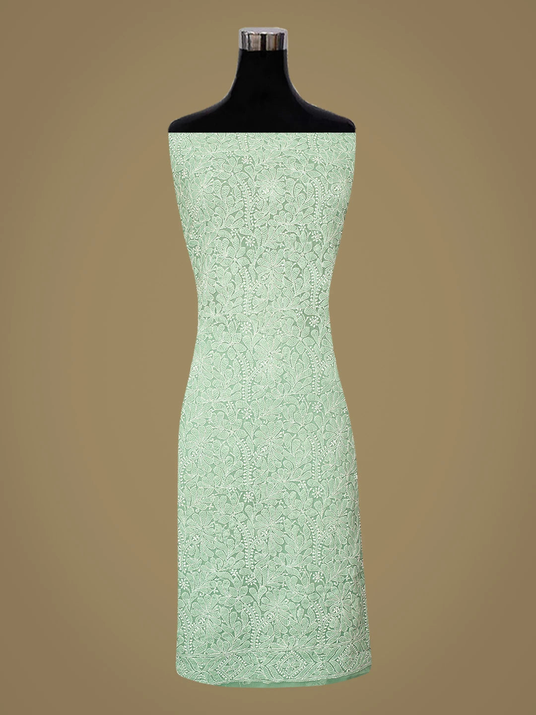 Ada Hand Embroidered Green Georgette Lucknowi Chikankari Unstitched Suit Piece 01A867804