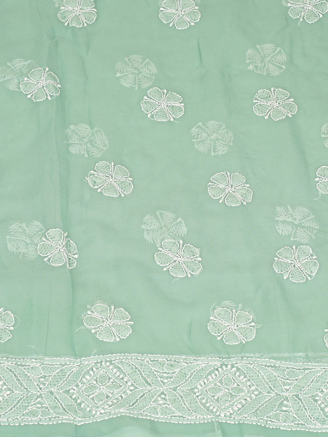Ada Hand Embroidered Green Georgette Lucknowi Chikankari Unstitched Suit Piece 01A867804